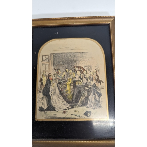 225B - A Pair of Hand Coloured Engravings From Martin Chuzzlewit by Phiz Lake 1800's.