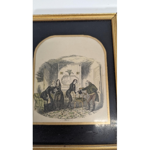 225B - A Pair of Hand Coloured Engravings From Martin Chuzzlewit by Phiz Lake 1800's.