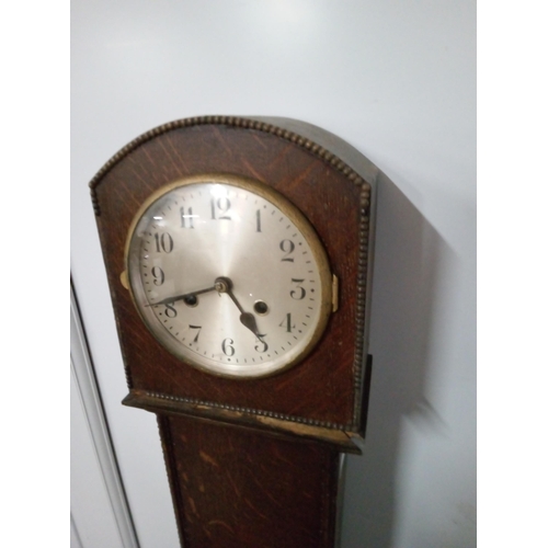 410 - Floor Standing Veneer Art Deco Style Clock with some damage as pictured.