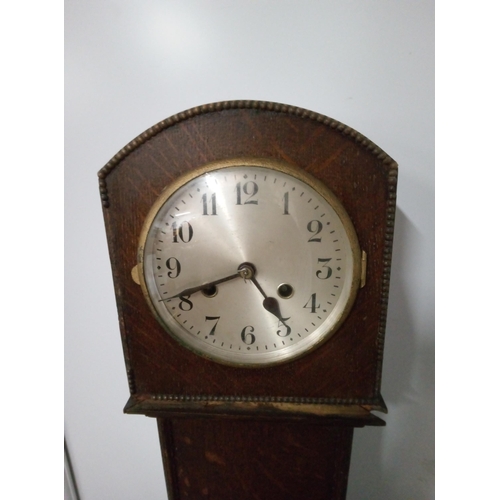 410 - Floor Standing Veneer Art Deco Style Clock with some damage as pictured.