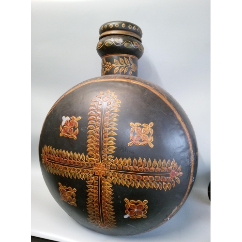 438 - A Large Rajathani Oil Pot, Hand Painted.