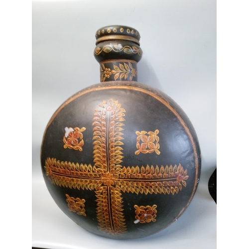 438 - A Large Rajathani Oil Pot, Hand Painted.