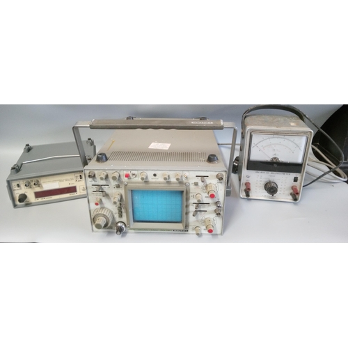 126A - Leader LBO-524 Oscilloscope Meteor 1500 Frequency Counter and Leader LMV-87A Millivoltmeter.