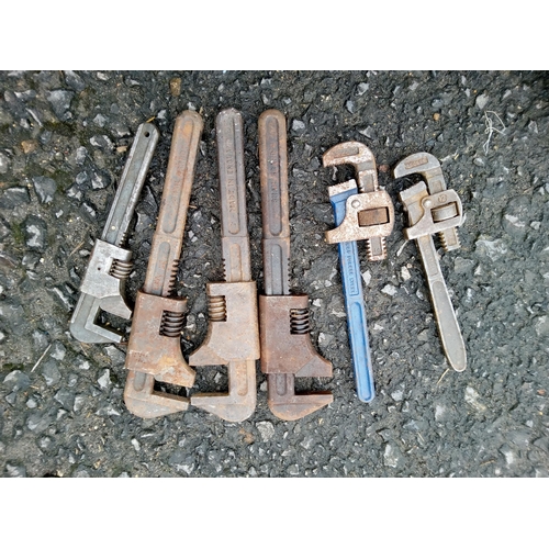 115A - 6 Assorted Stillson Tools.