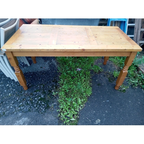 1268 - Large Pine Kitchen Table 77cm H x 160cm L x 80cm W.