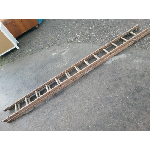 115B - Wooden 13 Rung Double Ladder.