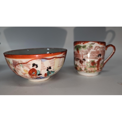 655 - An Assortment of Hand Painted Chinese Cups and Saucers etc.