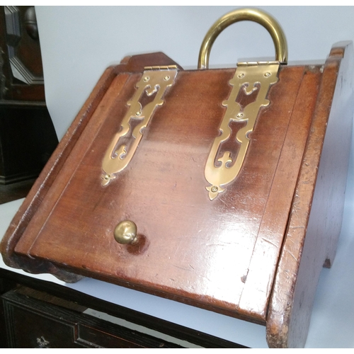 397 - A Vintage Wooden and Brass Coal Scuttle.