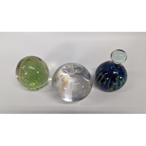 658 - 3 x Glass Paperweights.