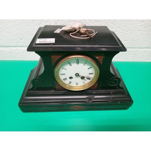 408 - Slate Mantle Clock with damage as pictured.