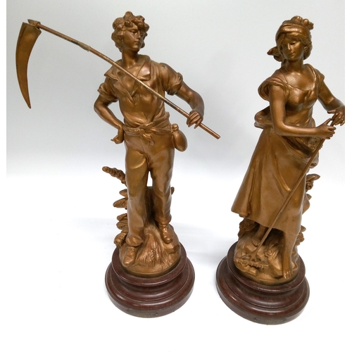 357A - A Pair of Spelter Gilt Figures 