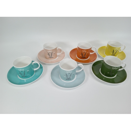 659 - A Set Of 6 x Suzie Cooper Demitasse Cups and Saucers (1 cracked).