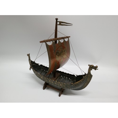 447 - A Bronze Viking Longship Ornament. 38cm L x 40cm H.