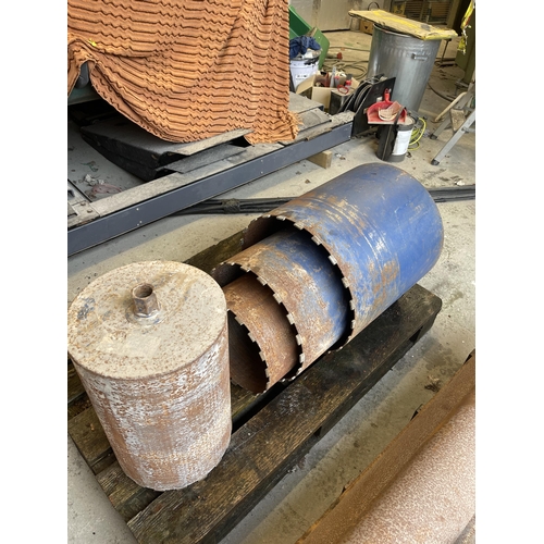 176 - Hardly Used Large diameter used diamond cores- 450mm dia x 1, 350mm dia x 1, 300mm dia x2- All 470mm... 