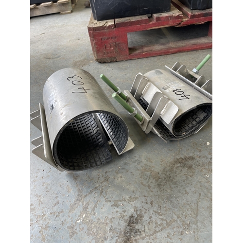 403 - Repair Clamps x2  85-105mm and 104-114mm 

** Please note this is a trade sale, therefore FULL Vat i... 