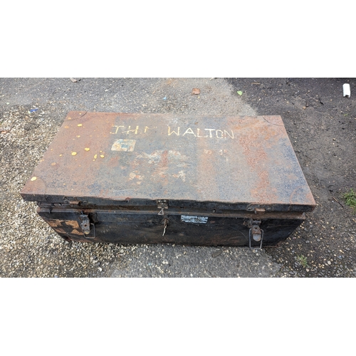 791B - A Large Vintage Metal Trunk