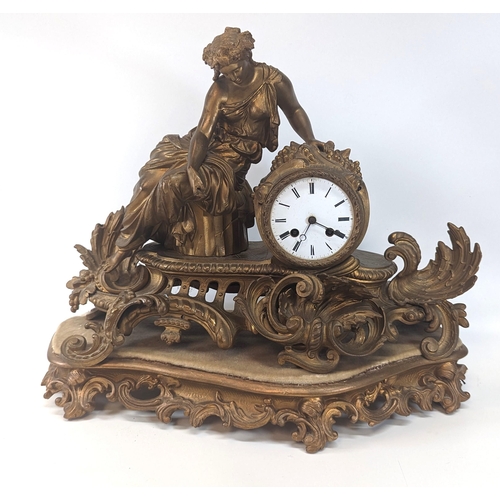 352 - A 19th Century French Empire Gilt Metal Mounted Clock 45cm L x 18cm D x 36cm H - Some Damage to deco... 