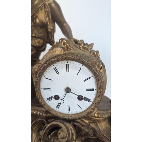 352 - A 19th Century French Empire Gilt Metal Mounted Clock 45cm L x 18cm D x 36cm H - Some Damage to deco... 