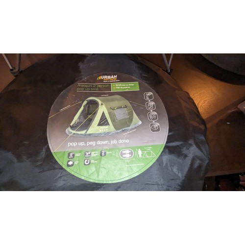 616 - Popup Tent- Urban escape 2 person/ 2no camping chairs (L)