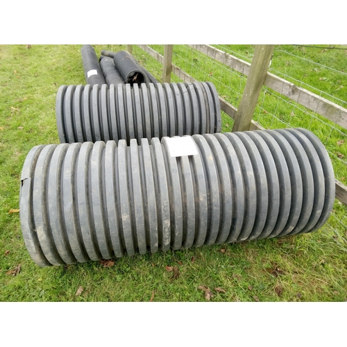 358D - Offcuts of 600mm twin wall plastic drainage pipe 1 x 1.2mtr, 1 x 15 mtr approx.

** Please note this... 