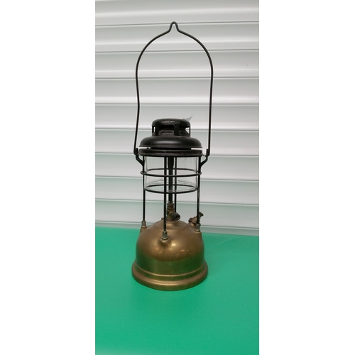 702 - Brass Paraffin Lantern with Glass in Tact