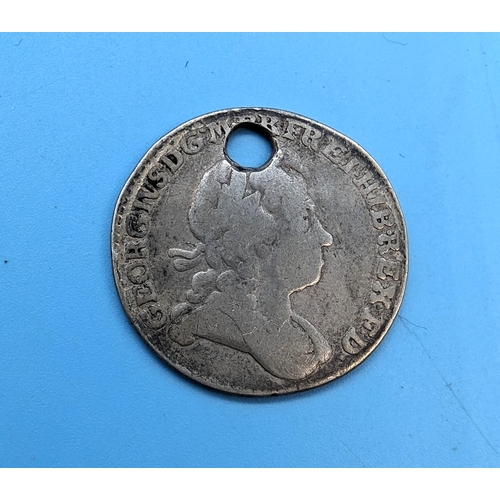 627 - William III 1697 Silver Shilling - Drilled