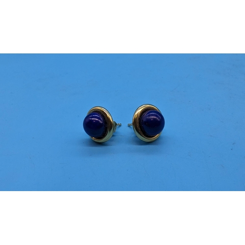 598 - A Pair of 18ct Gold and Lapis earrings