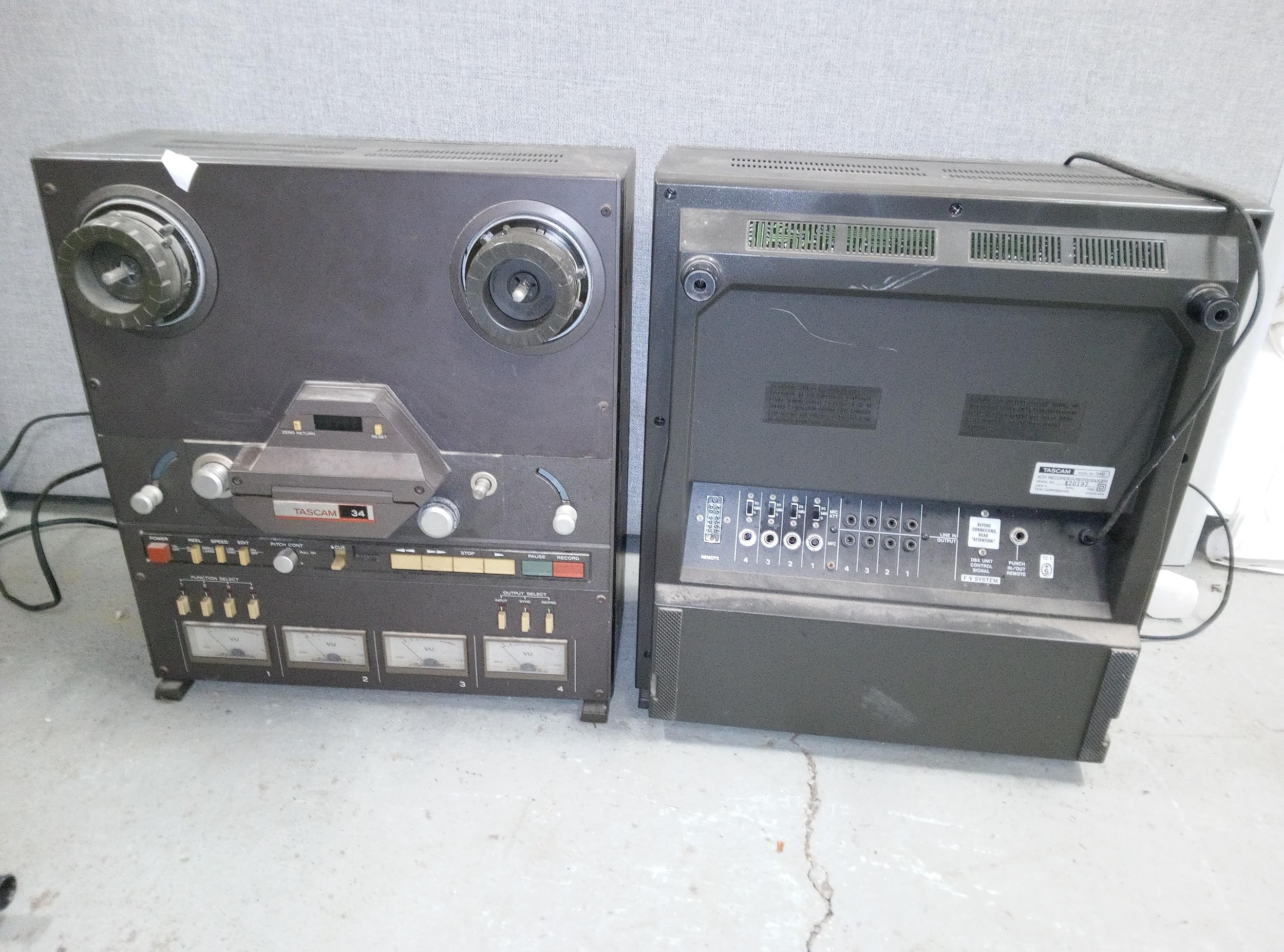 TASCAM 34 and 34B Reel to Reel Tape Players.