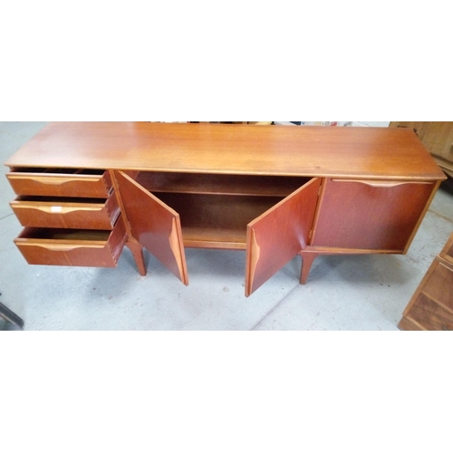 876 - Mid Century Sideboard with 3 Cupboards and Drawers. 74cm x 182 x 45cm.