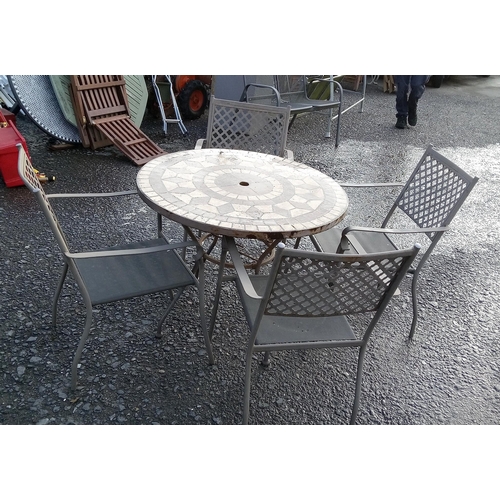 11 - Bistro Style Mosaic Topped Garden Table and 4 x Chairs