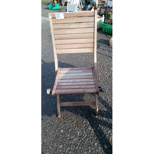 14 - Green Painted Garden Table and a Hard Wood Garden Chair