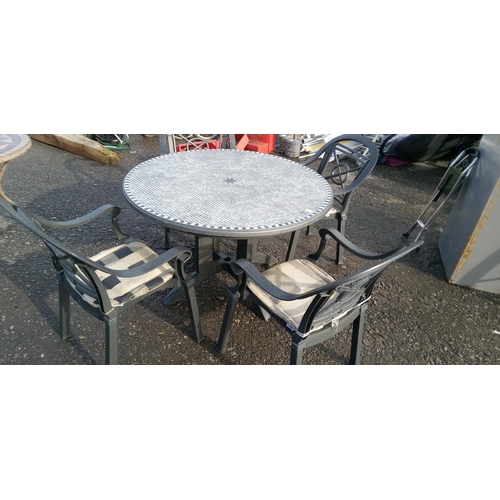 15 - Plastic Garden Table with Mosaic Pattern with 4 x Chairs