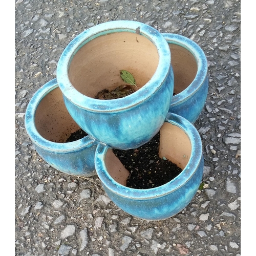 41 - Glazed Planter and 4 x Pots