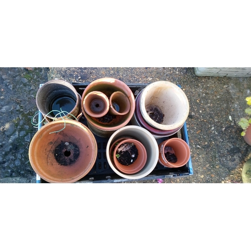55 - Mixed Crate of Glazed and Clay Pots
