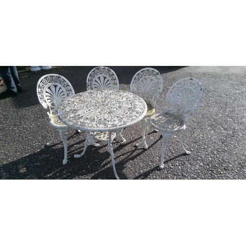 6 - Cast Aluminium Garden Table and 4 x Chairs
