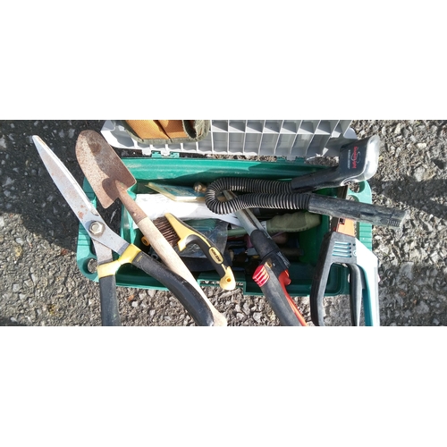 165 - Collection of Garden Hand Tools in Wheeled Toolbox seat