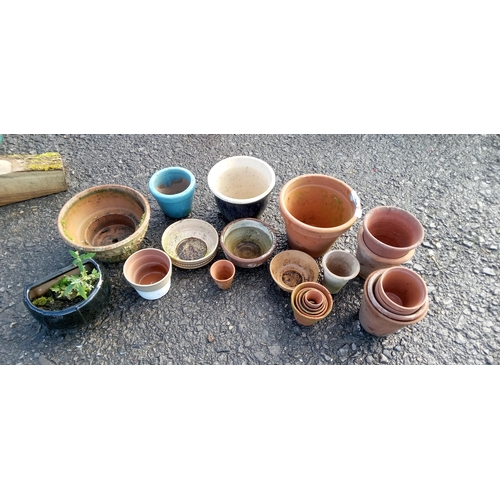 62 - A Selection of Glazed and Clay Pots