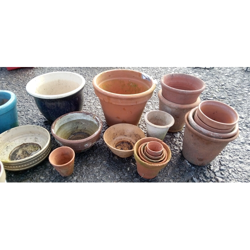 62 - A Selection of Glazed and Clay Pots