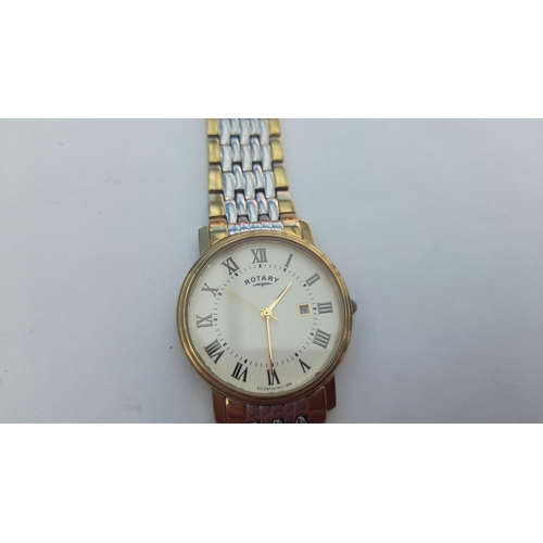 603 - A Mans Rotary Watch with 2 Tone Strap and Roman Numerals - working