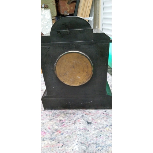 700 - Victorian Slate and Marble Mantle  Cased Mantle Clock