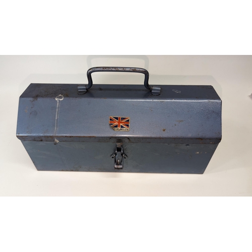 196 - A Small Metal Toolbox and Contents