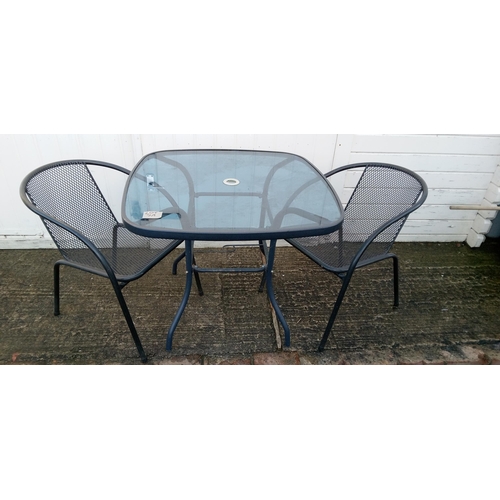 7A - Glass Topped Garden Table with 2 x Chairs