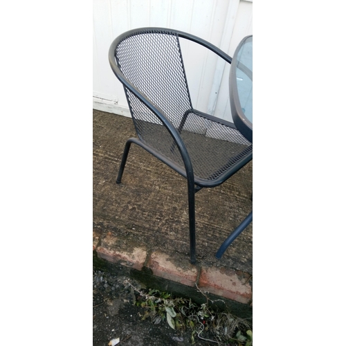 7A - Glass Topped Garden Table with 2 x Chairs