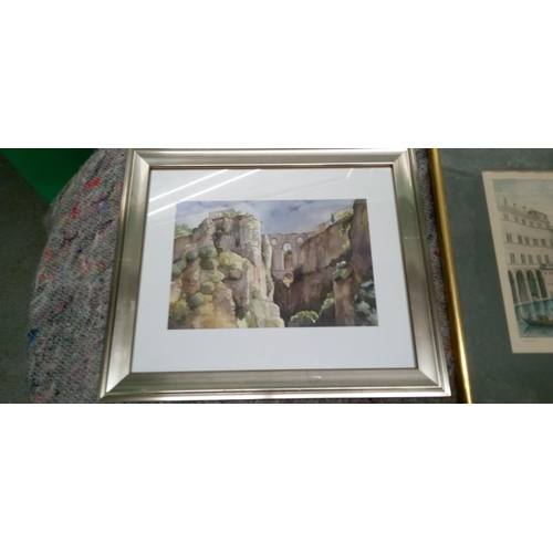 929 - A Watercolour of Flowers and China, A Framed Photo and others