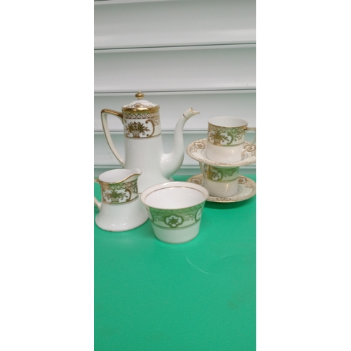 373 - Noritake Tea Service with 4 Cups (one cracked), 4 Saucers, Milk Jug, Sugar Bowl and Tea Pot.