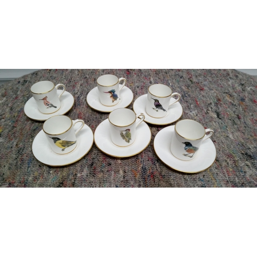 371 - Set of 6 x Hammersley & Co Cups and Saucers with Roland Ward Nairobi Kenya Birds