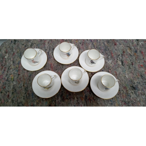 371 - Set of 6 x Hammersley & Co Cups and Saucers with Roland Ward Nairobi Kenya Birds