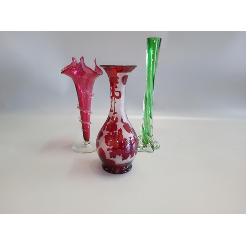 388 - 2 Vases and 1 Stem Vase.