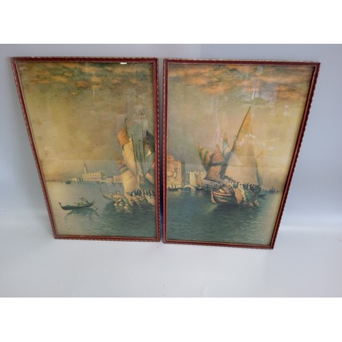 685 - 2 Vintage Prints of Eastern Boat Scenes.