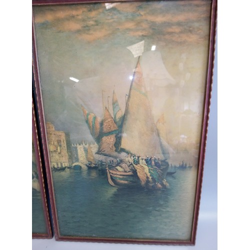 685 - 2 Vintage Prints of Eastern Boat Scenes.